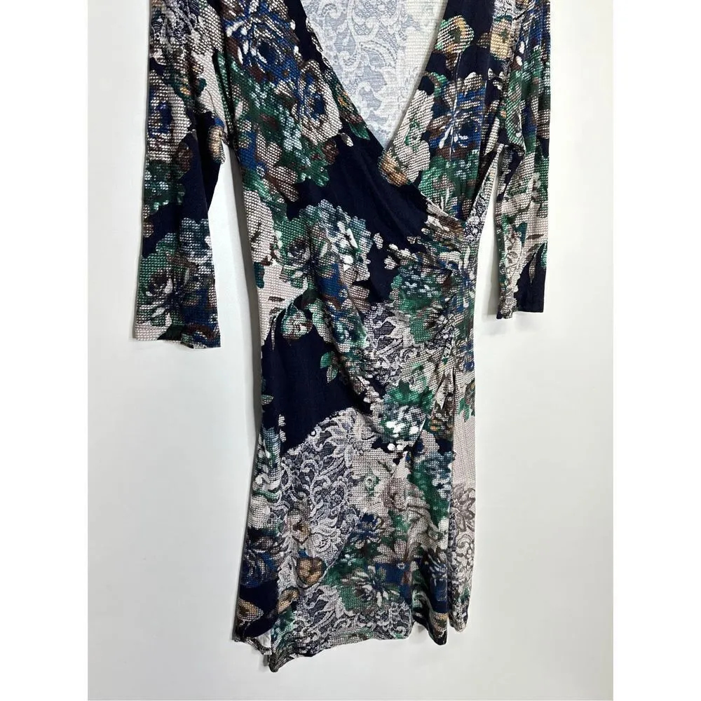 Floral Wrap Dress Womens Large Multicolor Half Sleeve Made‎ in Italy - Image 4