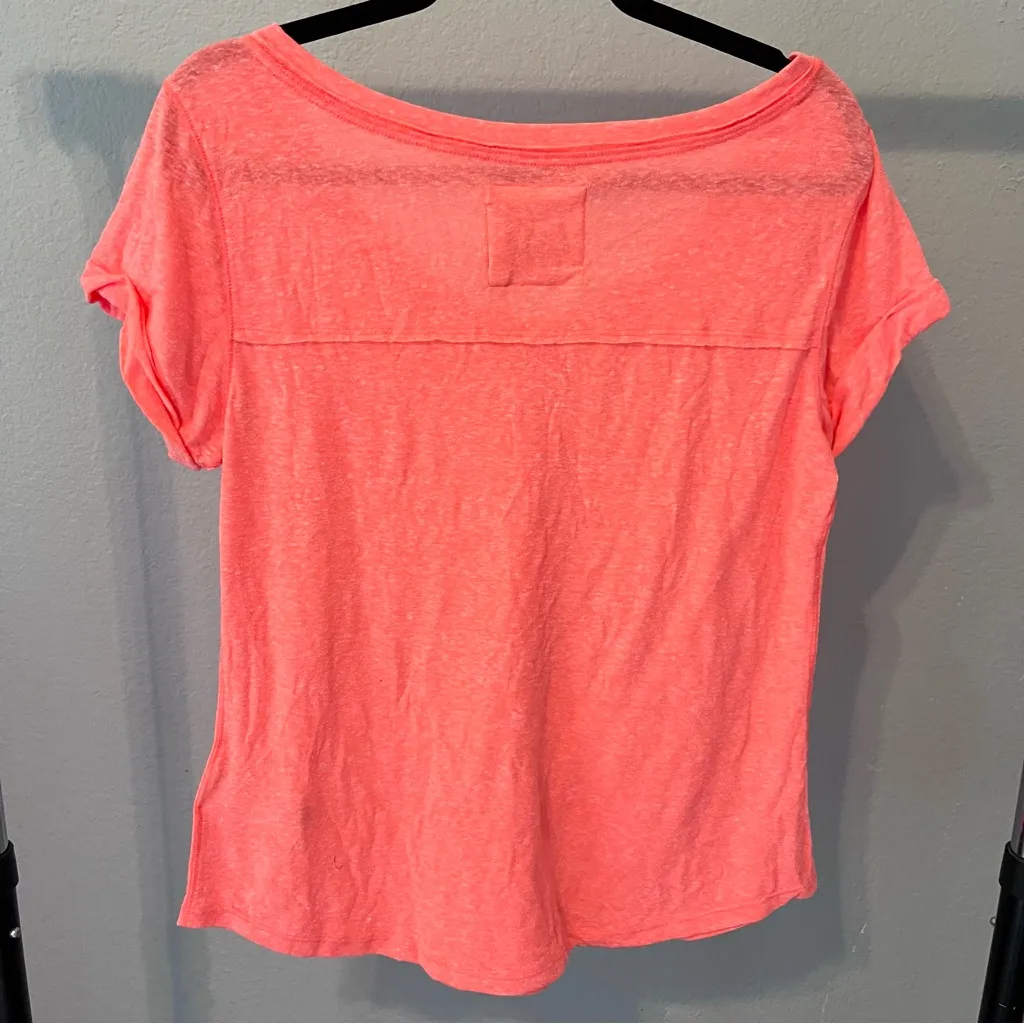 ABERCROMBIE & FITCH Neon Highlighter Coral Pink-Orange Shirt Large NWT - Image 4