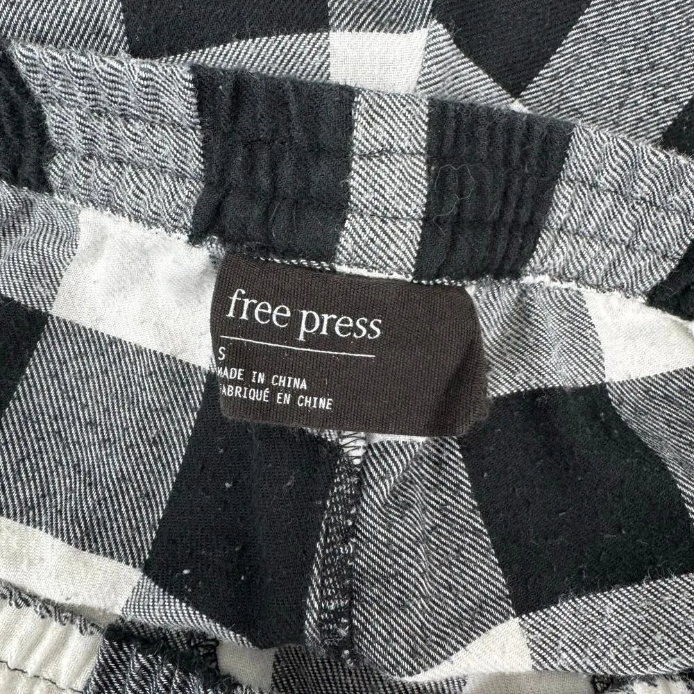 Free Press Black White Gingham Shorts Oversized Button Up Shirt Pajama Set Sleep - Image 5