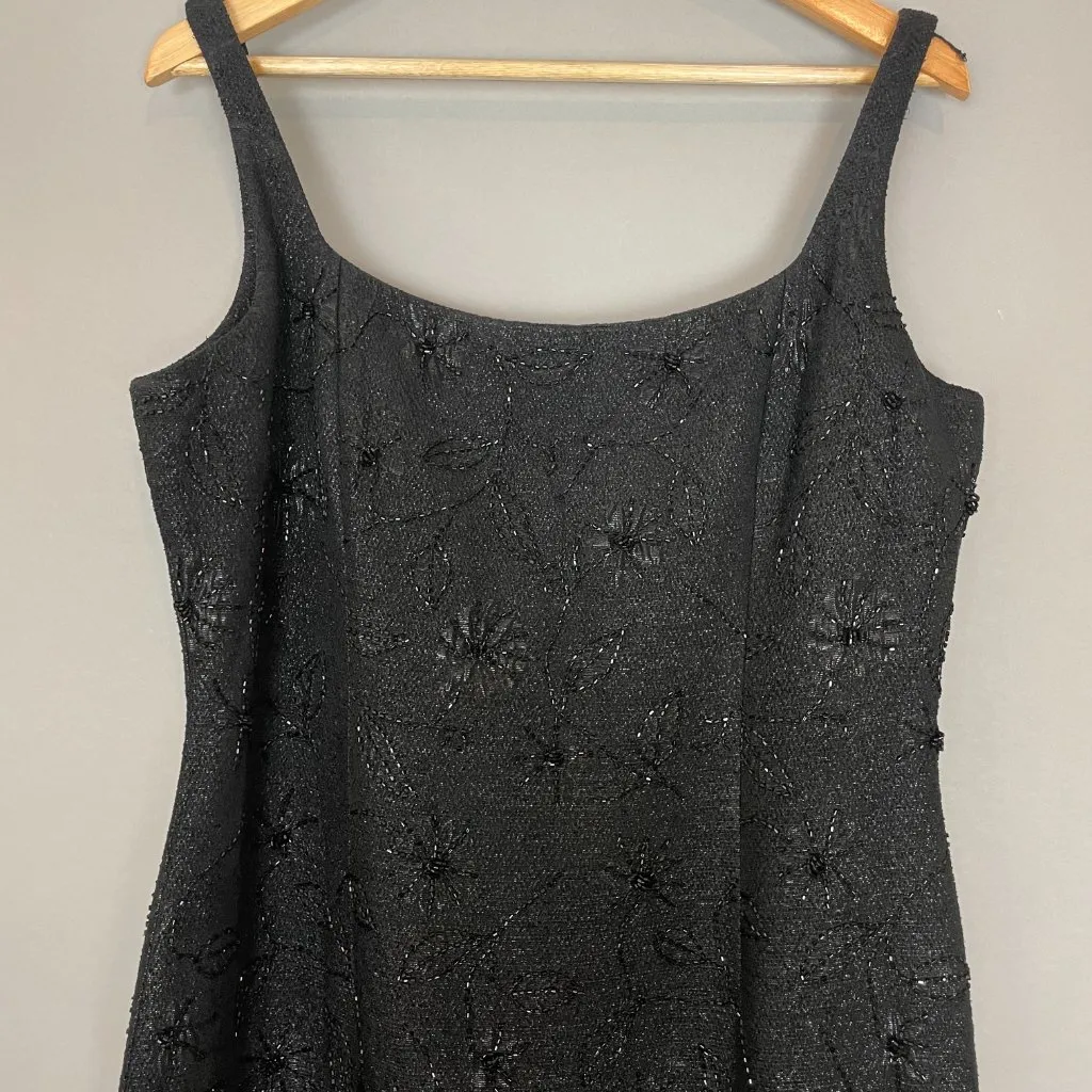 Vintage Carmen Marc Valvo Evening‎ Dress Black Jacket Beaded Floral Formal Gown - Image 8