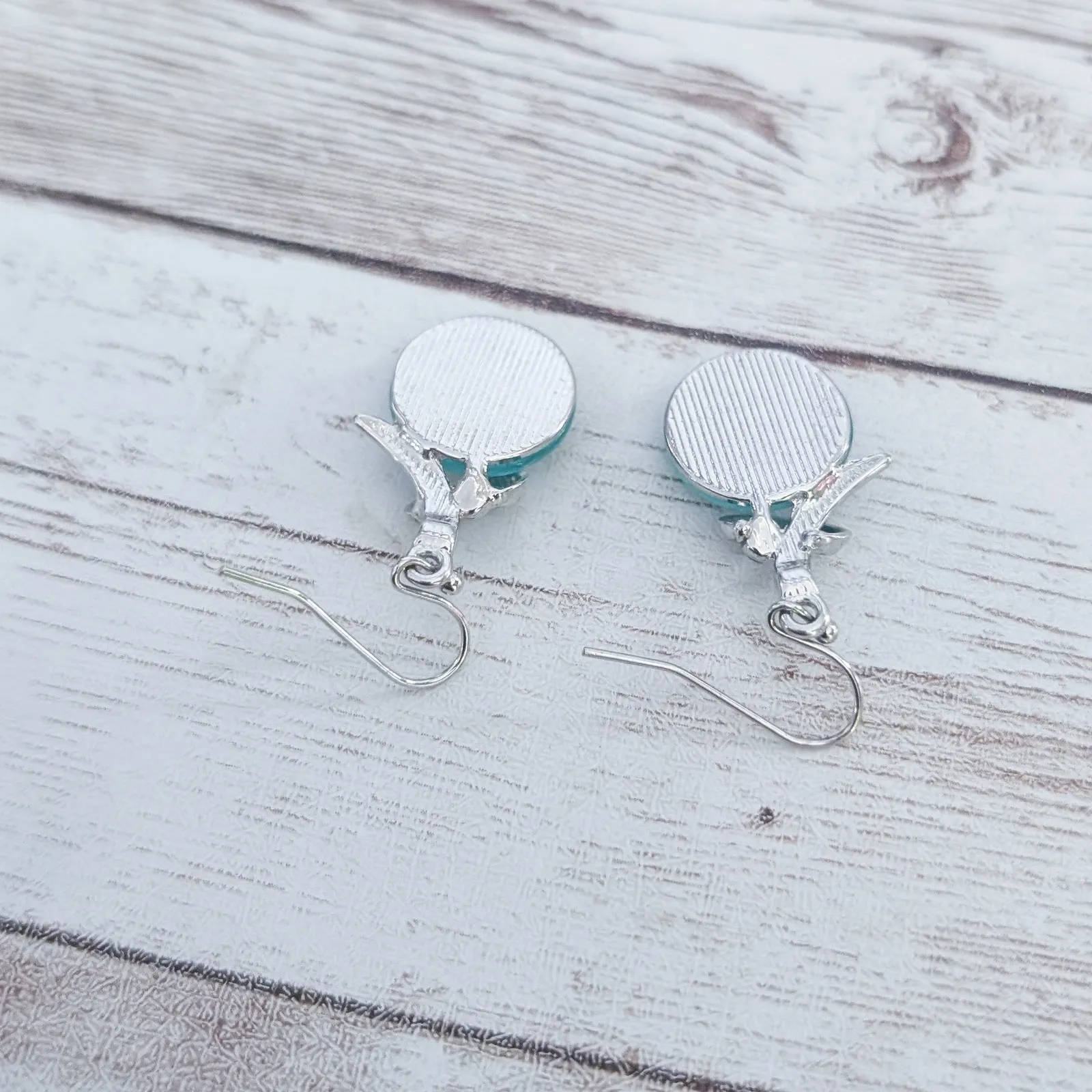 Vintage Light Blue/Turquoise Tone Dangle Earrings For Pierced Ears Blue - Image 5