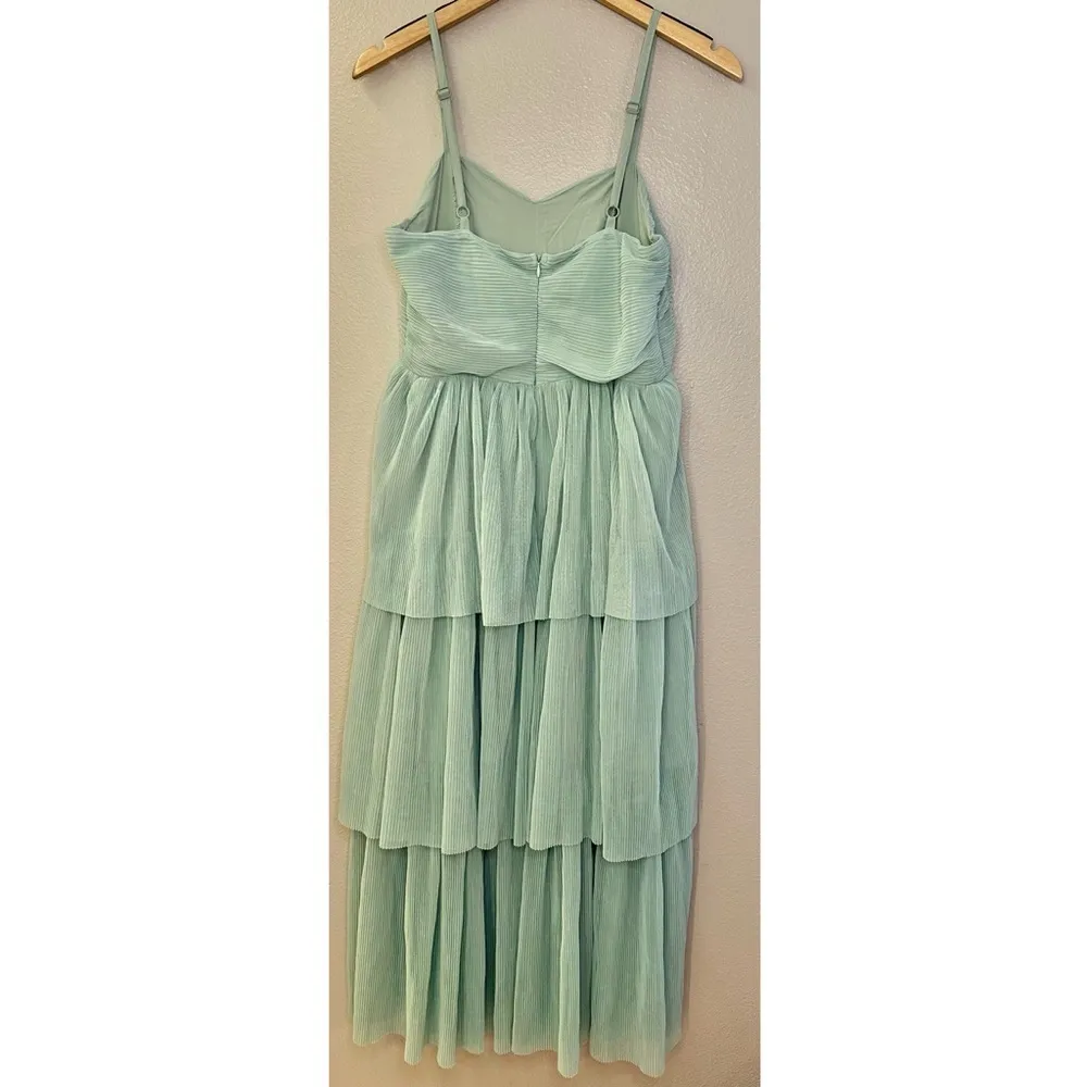 NWT Listicle Sparking Romance Pleated Tiered Midi Dress Mint Green Sea Foam - Image 7
