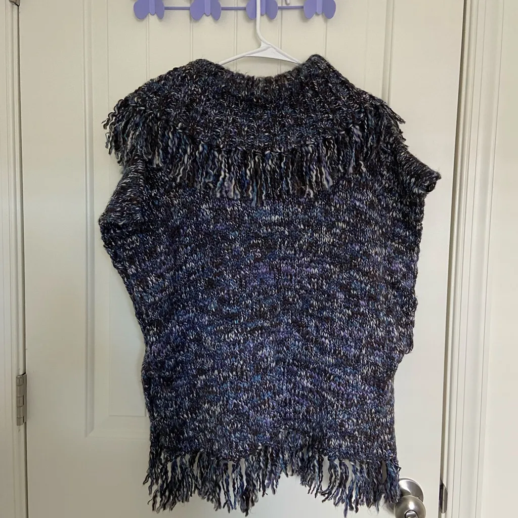 EUC Nine West Vintage America Jeans cowl neck‎ fringe tassel thick knit sweater - Image 6