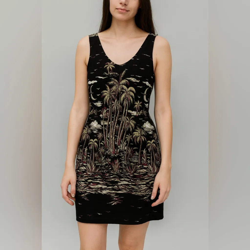 Vintage Reyn Spooner Hawaiian Sleeveless Dress S Black - Image 6