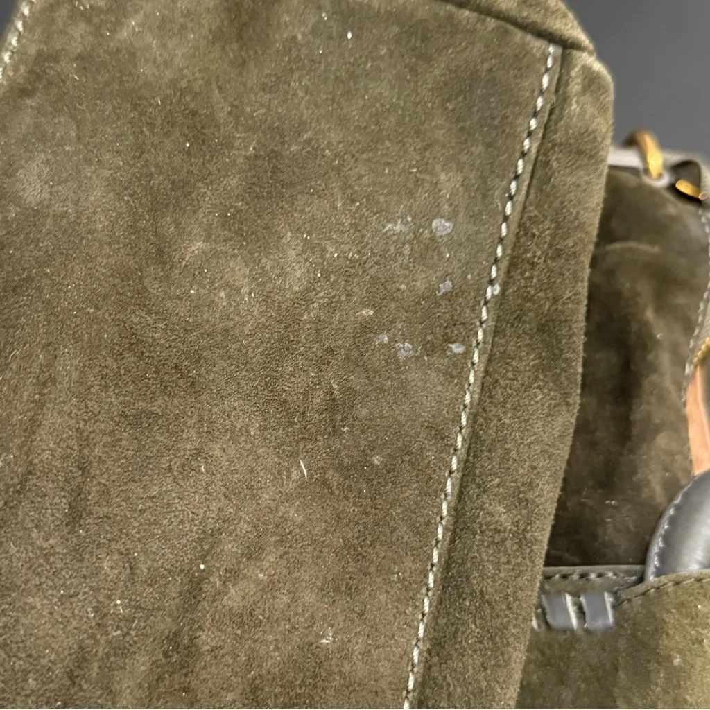 HOBO Shiela Herb Olive Green Suede Leather Medium Satchel Crossbody Bag - Image 13