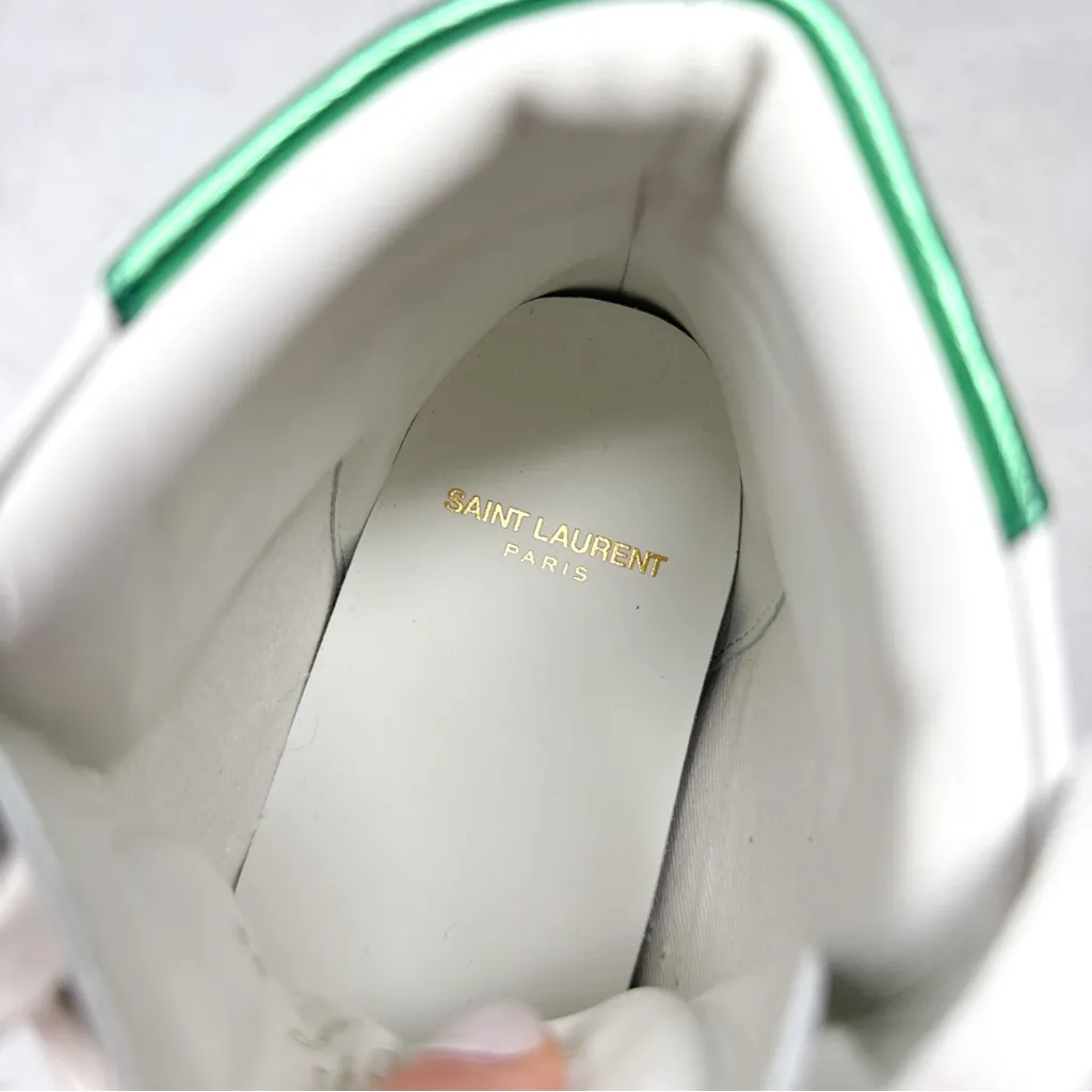 NEW Saint Laurent Star Leather Court Classic SL06 Metallic High Top Sneaker 37 - Image 9