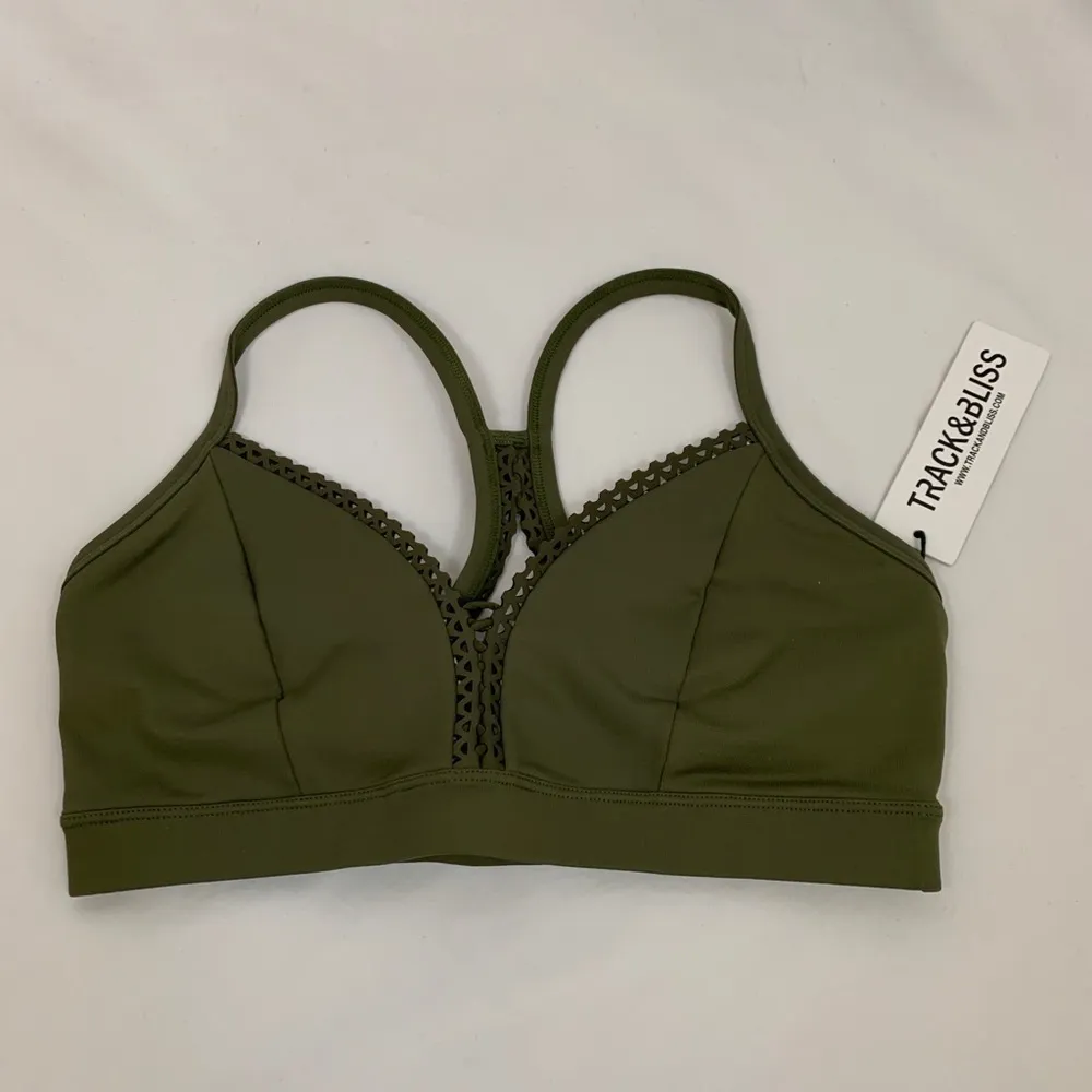 Track & Bliss Cloud‎ Nine Sports Bra Army Green Reversible Racer Back Sz Large - Image 3