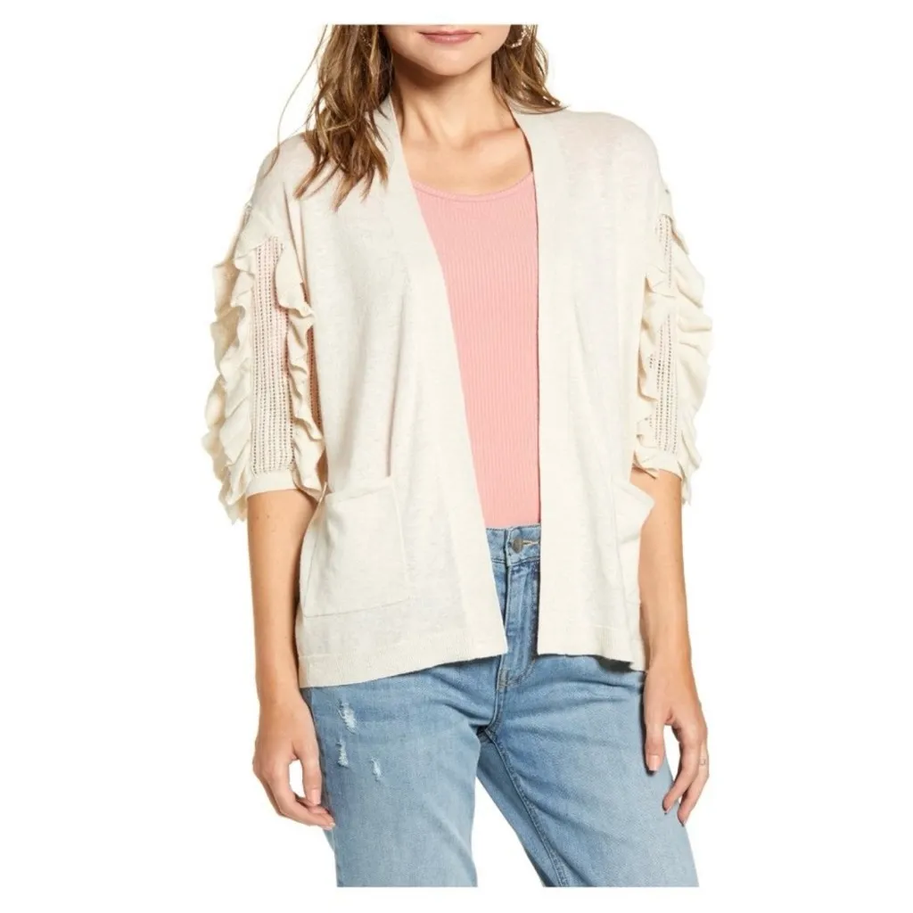 Rachel Parcell Ruffle Sleeve Cardigan* - Image 2