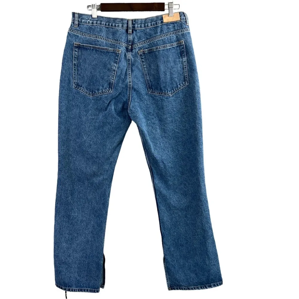 MNG by Mango Straight Fit Slit Ankle Hem High Rise Denim Jeans Size 6 - Image 2