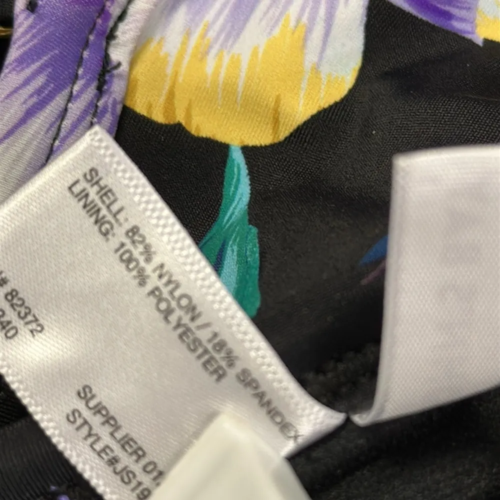 St Johns Bay Black Purple Floral Print Tiered Tankini Swimsuit Top Plus Size 18 - Image 8