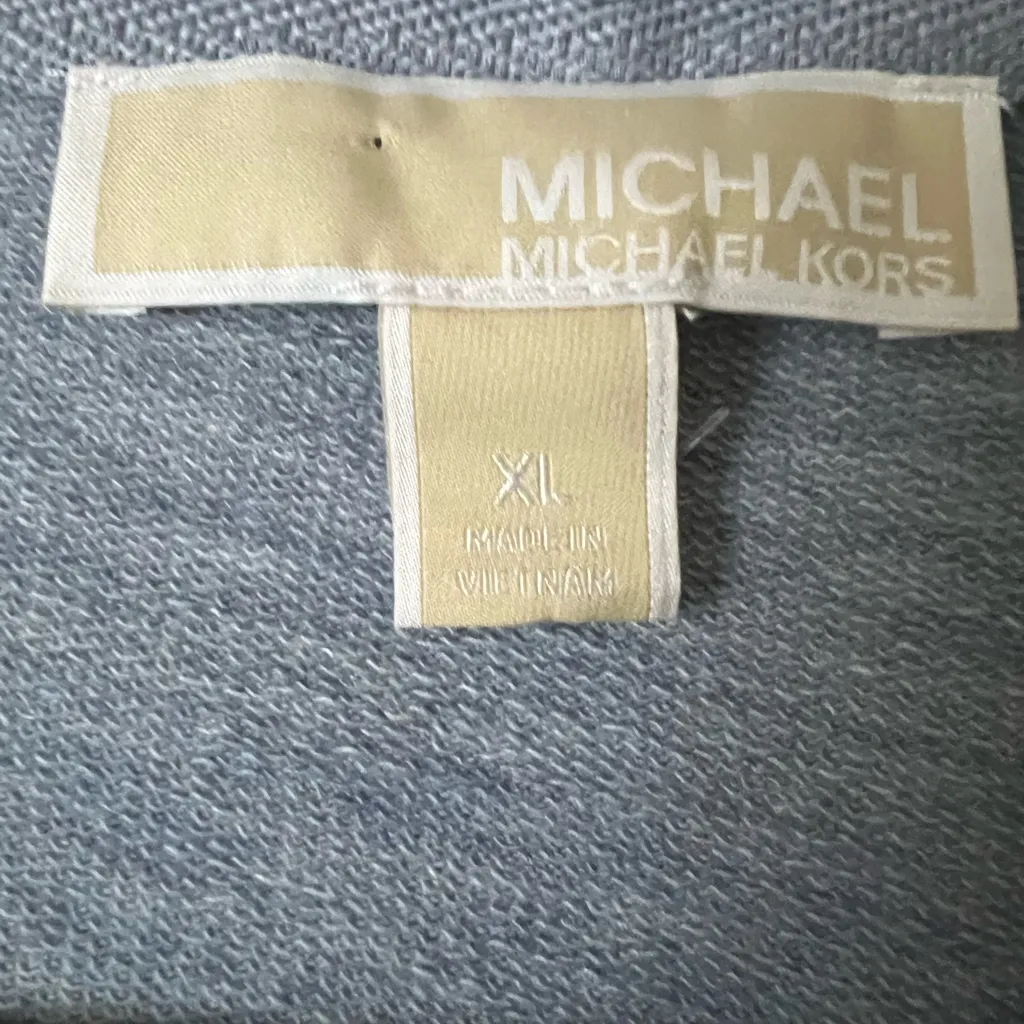 Michael Kors Light Blue Chambray Pull Over Lace Up Hoodie Size XL - Image 4