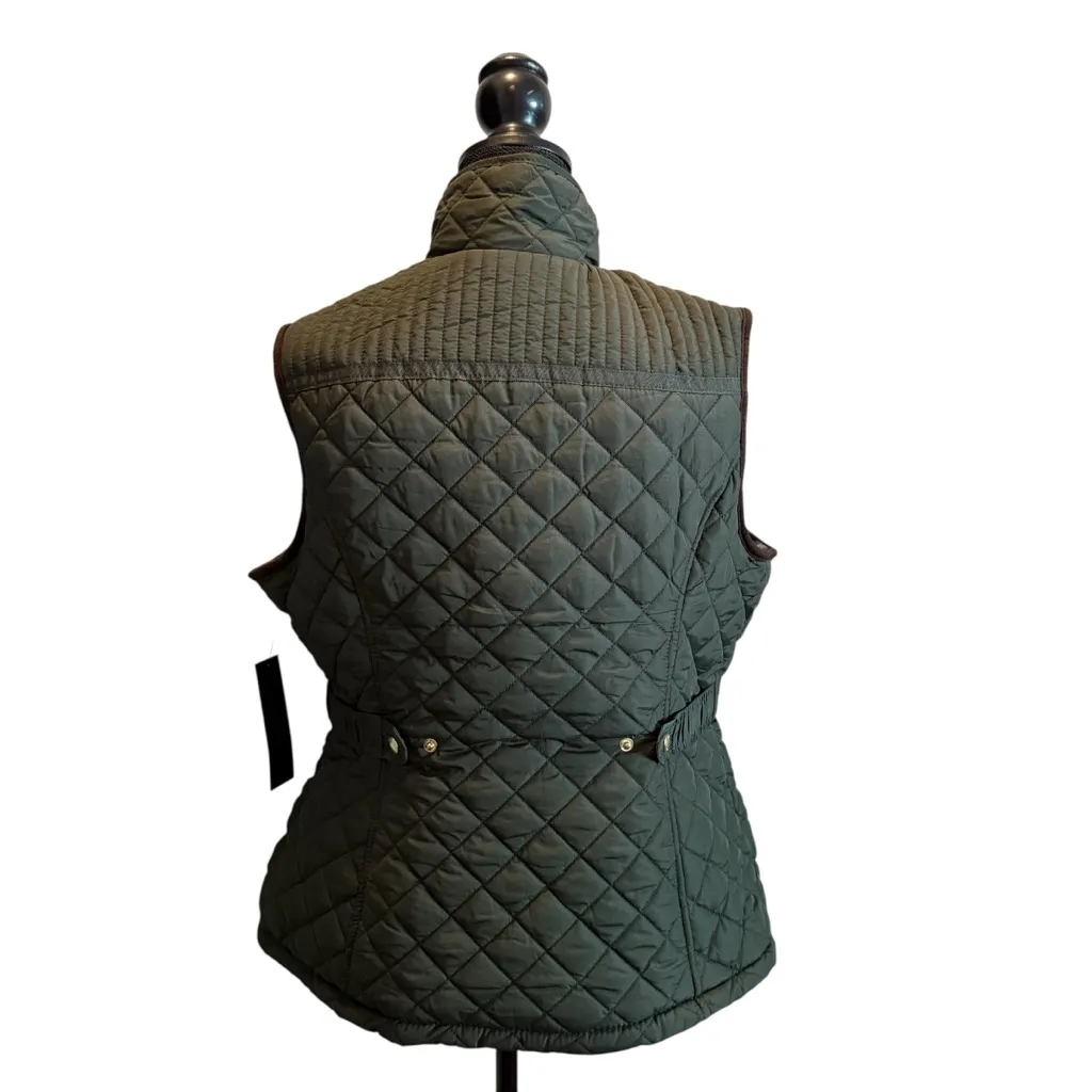 Weatherproof Quilted Faux Fur Ultra Soft Puffer Vest Green Size Large NWT Cozy - Image 4