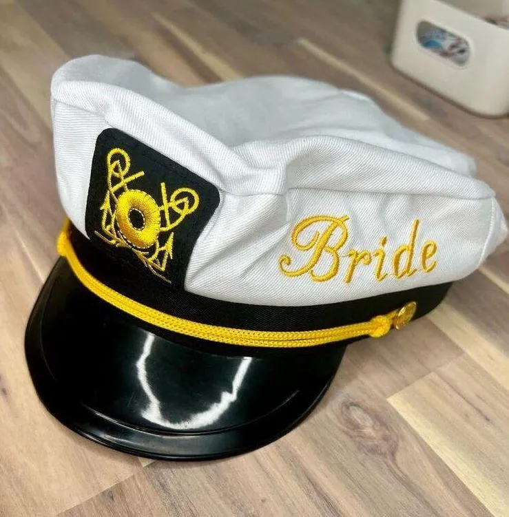 Bride Sailor Captain Nautical Hat Cruise Wedding Bachelorette Bridal Beach Party - Image 4