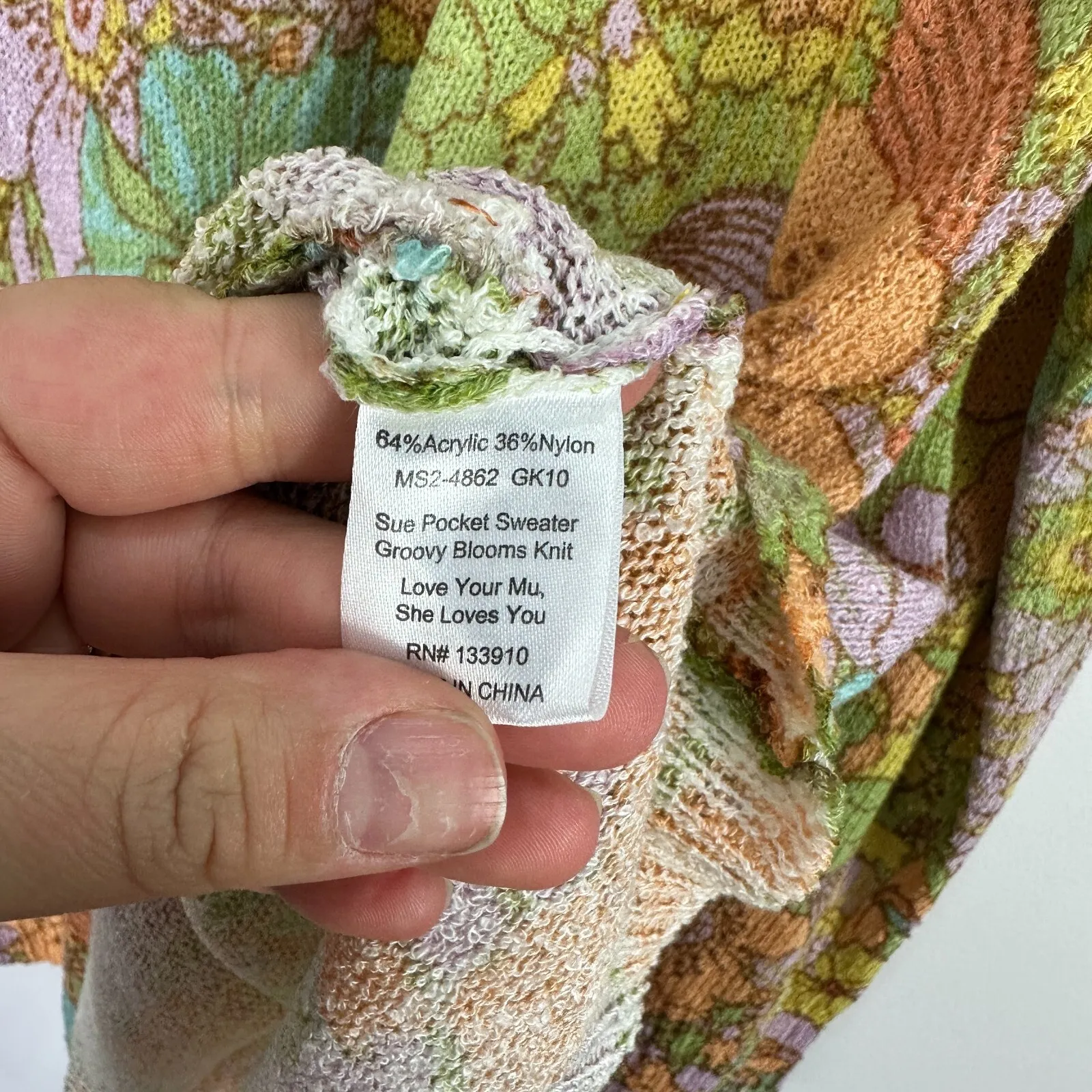 Show‎ Me Your Mumu Sweater M Multicolor Floral Knit Groovy Blooms Boho Retro NWT - Image 2