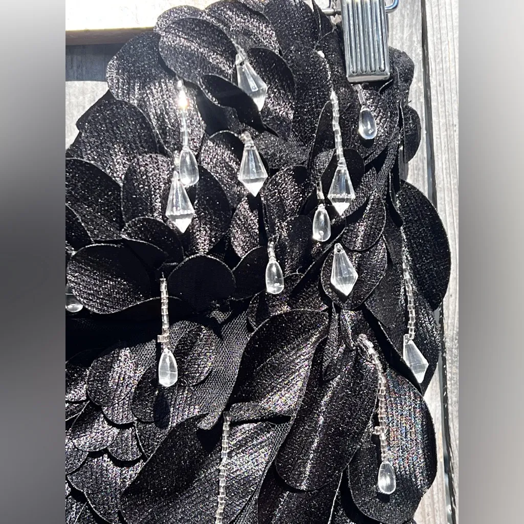 ASOS LUXE 3D floral ruffle bandeau mini dress with embellished drop pearls NWT - Image 9