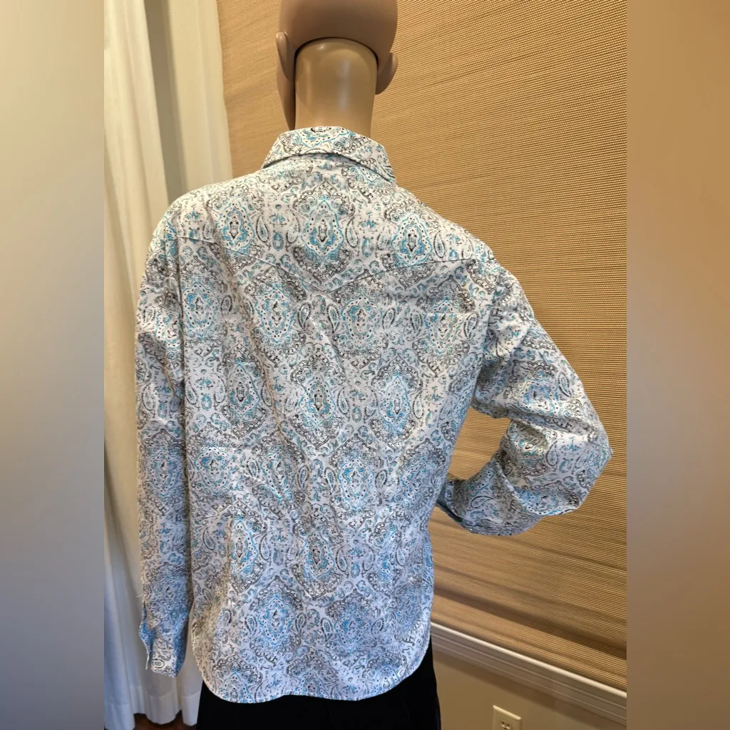 Panhandle Western Paisley Snap-Up Shirt White Pearl Snaps - Image 3