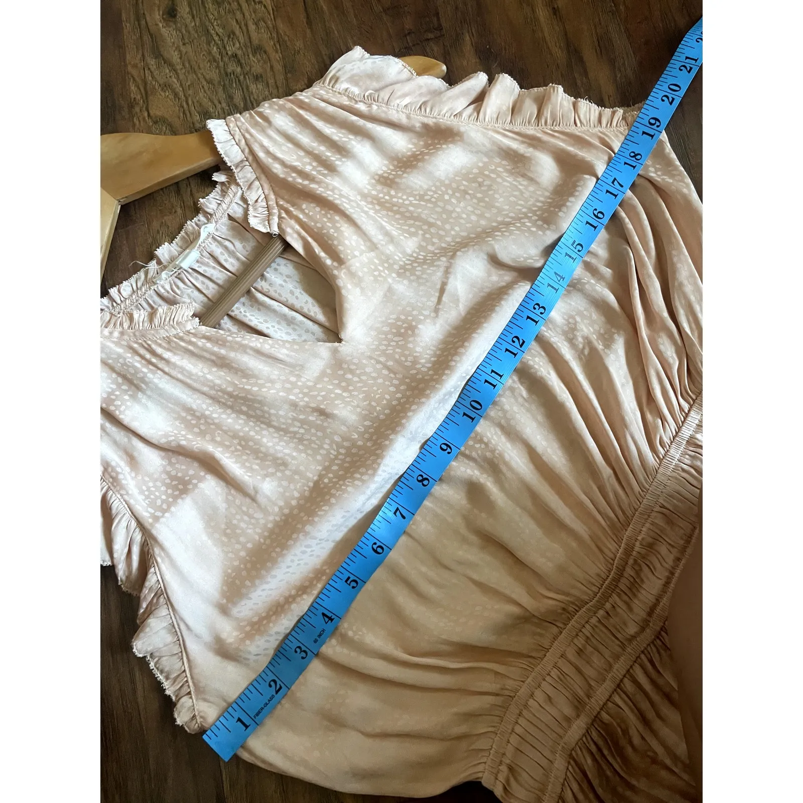 GRADE & GATHER Satin Tiered Midi Dress Flutter Sleeve Pockets FEMININE Small S - Image 5