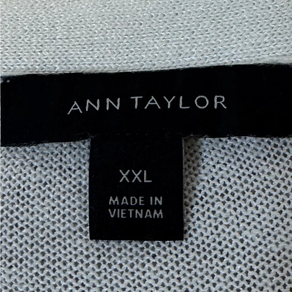 Ann Taylor Linen Blend Long Line Cardigan Ivory XXL Quiet Luxury Classic Office - Image 3