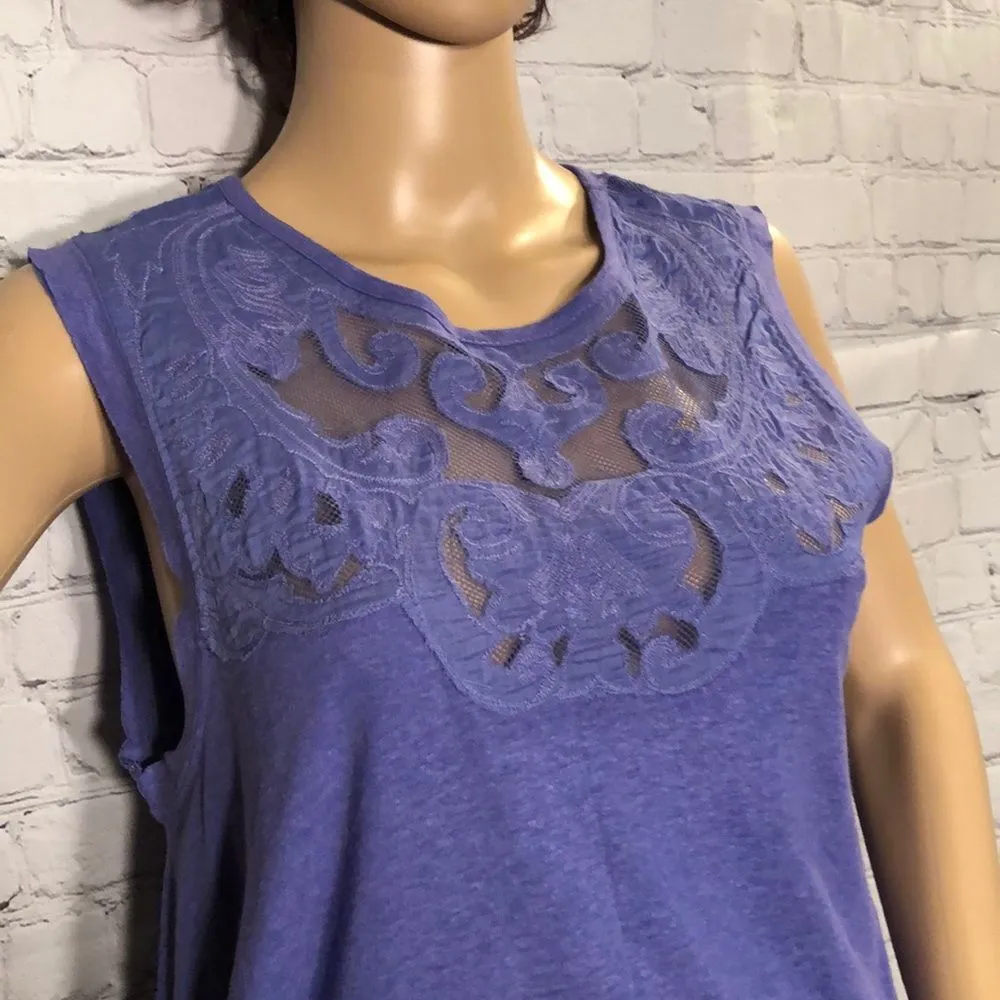Free People Meant To Be Swing Tank Top Purple Lace Size Small New With Tags - Image 4