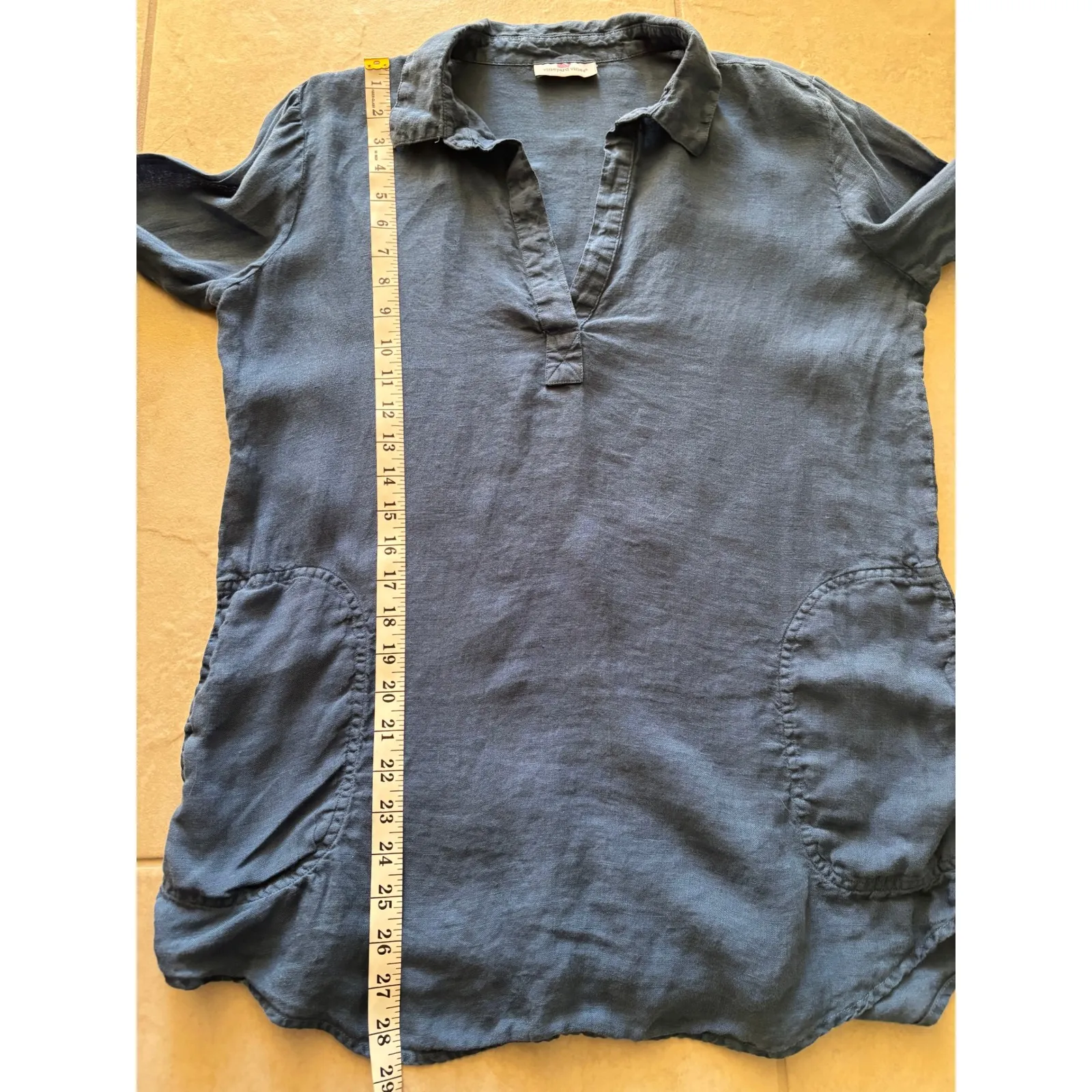 Vineyard Vines Tunic Womens Medium Blue Linen Beach Coastal Preppy Travel Resort - Image 6