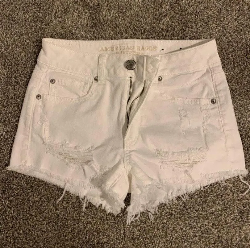 American Eagle Outfitters White Jean Shorts - Image 2