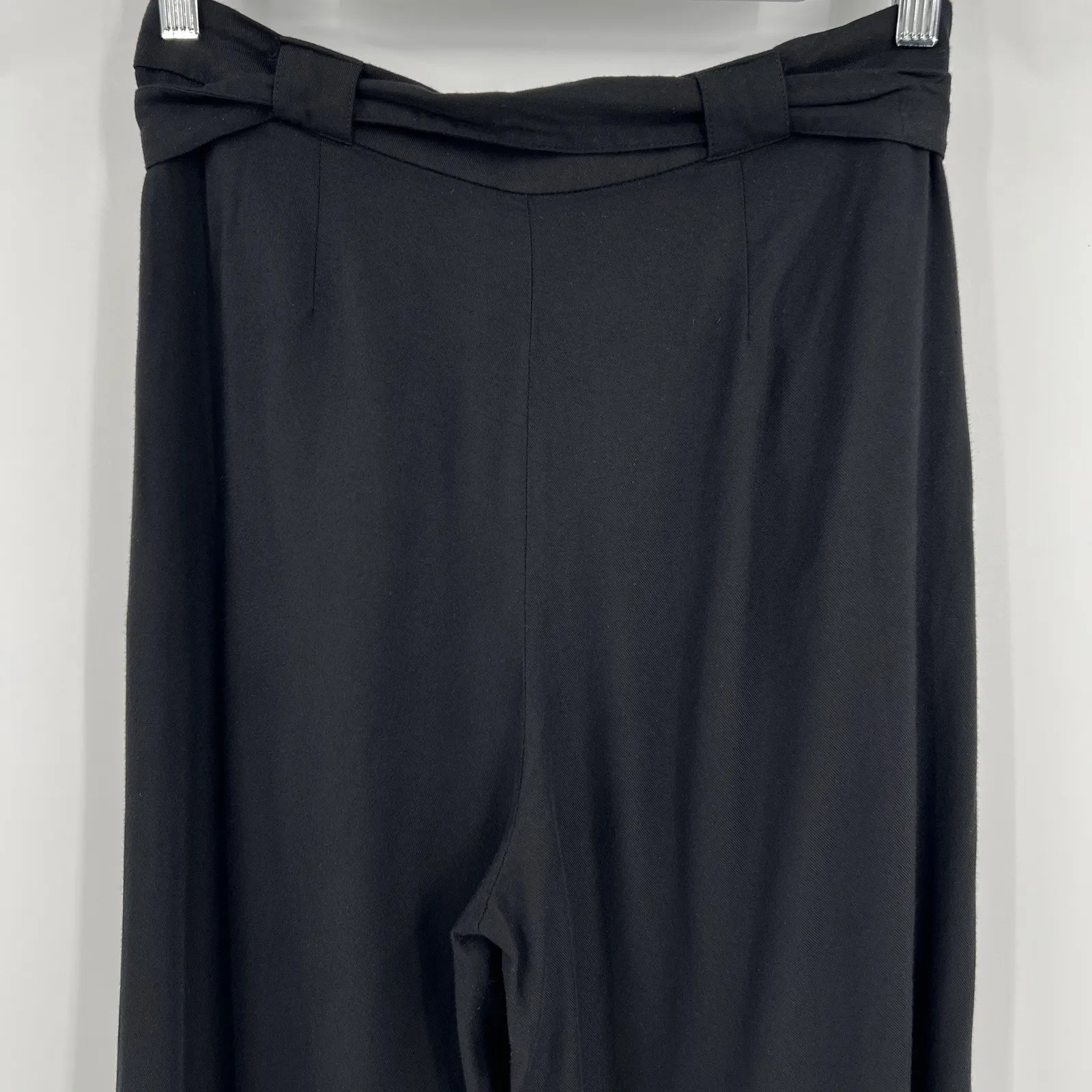 Aritzia Sunday Best Black Tie Belted Flowy Pants High Rise Rayon Women's Size 10 - Image 6