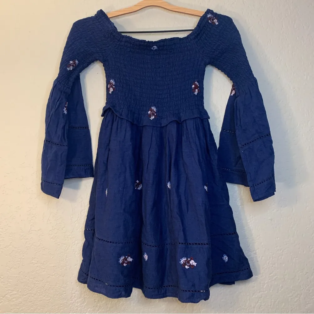 Free People Counting Daisies Bell Sleeve Smocked Top Mini Dress Size XS - Image 5