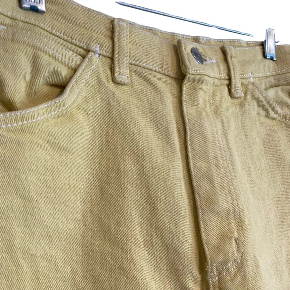 Vinteage 90s Wrangler High Waist Yellow Cotton Denim Straight Leg Jeans 25x28 - Image 11