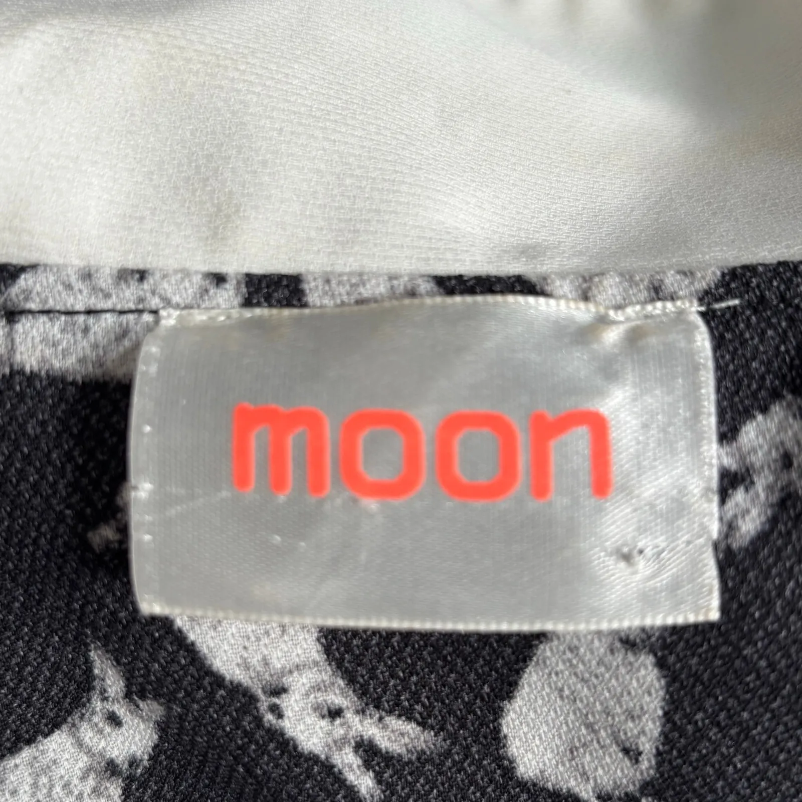 Moon Top Rabbit Print Blouse Black White Exaggerated Peter Pan Collar Bow Tie - Image 11