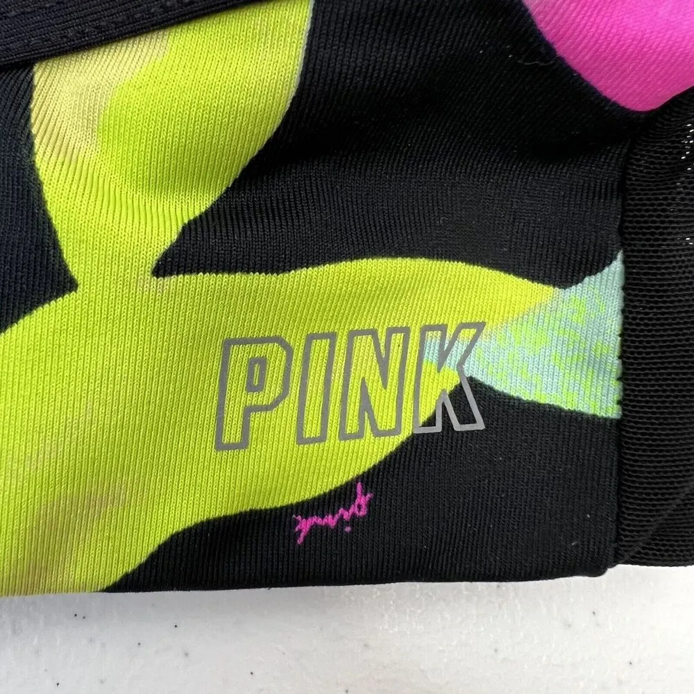 Victoria’s Secret PINK Active Sz M Sport Bra Ultimate Lightly Lined Black Floral Size M - Image 5