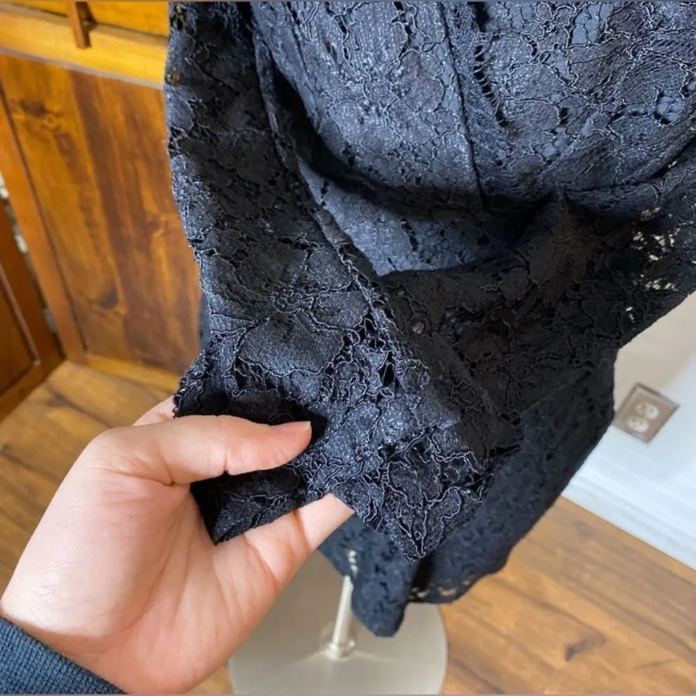 WAYF Spencer Black Lace Puff Sleeve Mini Dress - Image 13