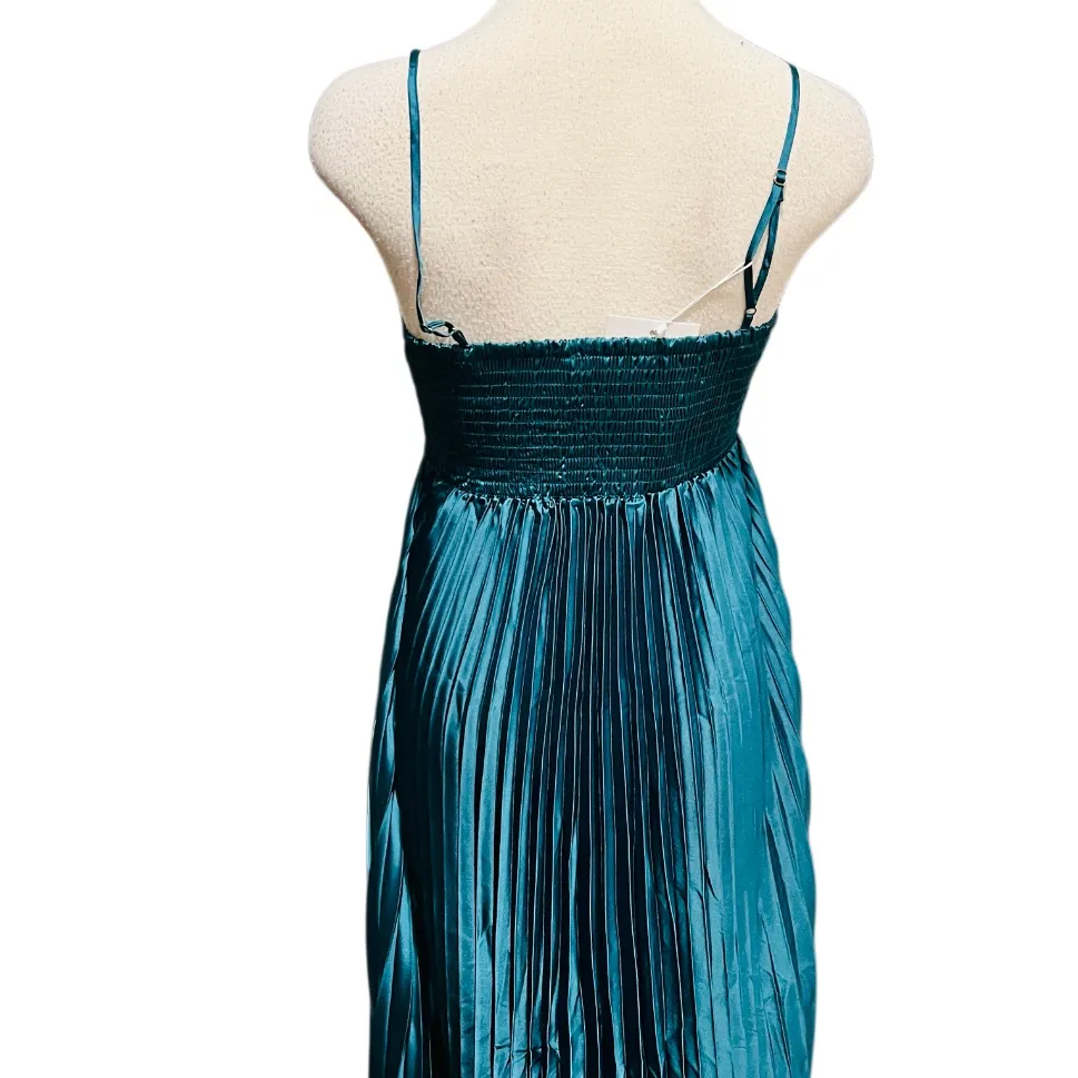 Petal & Pup Vikki Pleated Sleeveless Satin Maxi Dress Green Size 4 NWT - Image 11