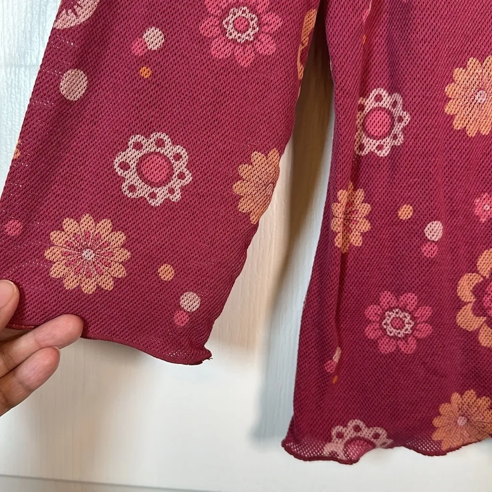 Vintage J Jill Mauve Pink Floral Daisy L/S Blouse Shirt Size Medium EUC #0587-OC - Image 3
