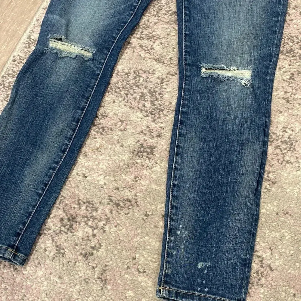 Current/Elliot Women's The Stiletto Ankle Dark Wash Distressed Denim Jeans Sz 28 - Image 4