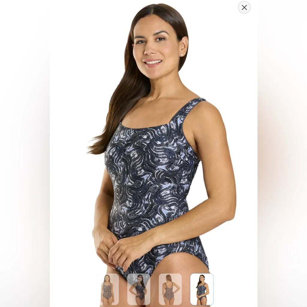 NWT, TYR Quake Durafast Elite Square Neck Controlfit One Piece Swimsuit, Sz 16 Blue - Image 3