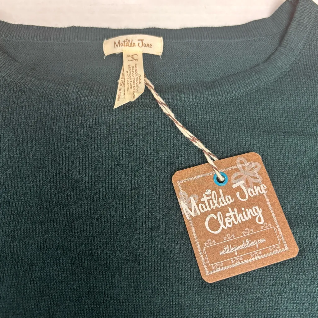 Matilda Jane Fancy & Flouncy Sweater Womens Green Floral Long Sleeve Small NWT - Image 2