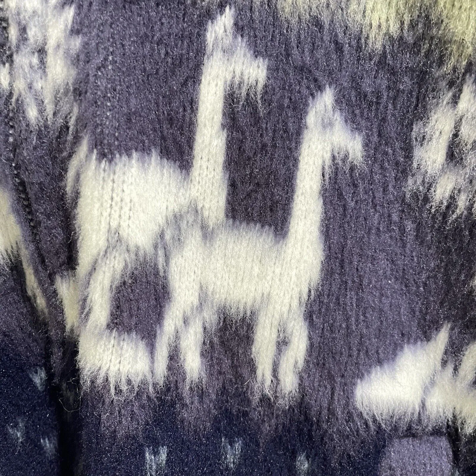 YARI Artesanias Wool Zip Coat Womens S Llama Snowflake Fair Isle Alpaca Blue - Image 5