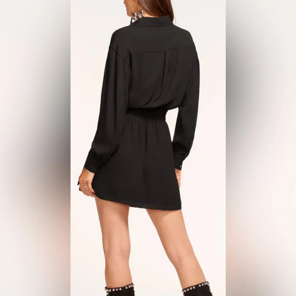 NWOT Ramy Brook Womens Navy Chiffon Long Sleeves Mini Wrap Dress sz S - Image 3