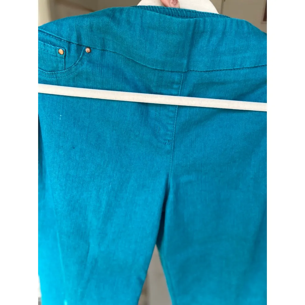 Ruby Rd Teal Slimming Contour Waistband Pants 16 Clean Girl Bright Capsule Boho Blue - Image 3