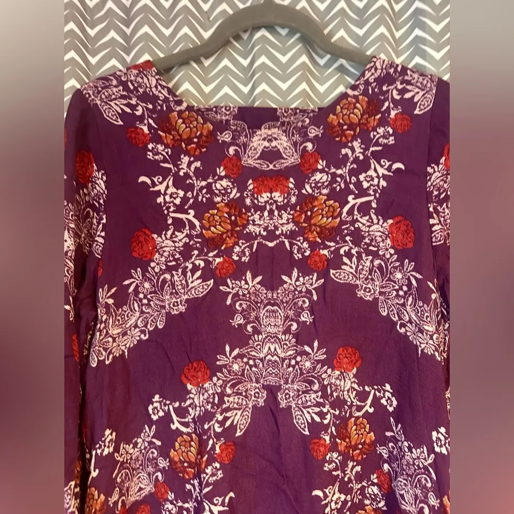 Free People | Smooth Talker Deep V-Back Floral Tunic Dress Purple, Size M - Image 4