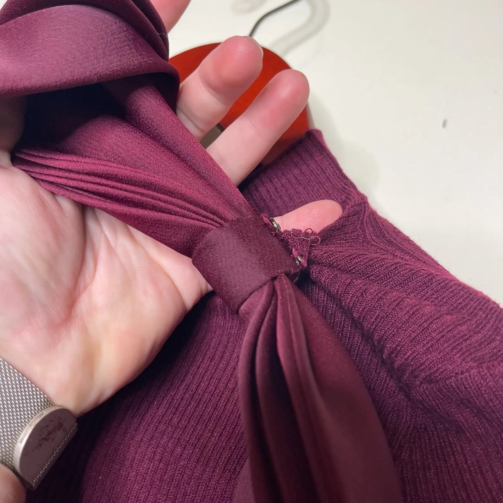 Ted Baker Extravagant Bow Ribbed Knit Cashmere Sweater Burgundy Womens 1 - Image 6