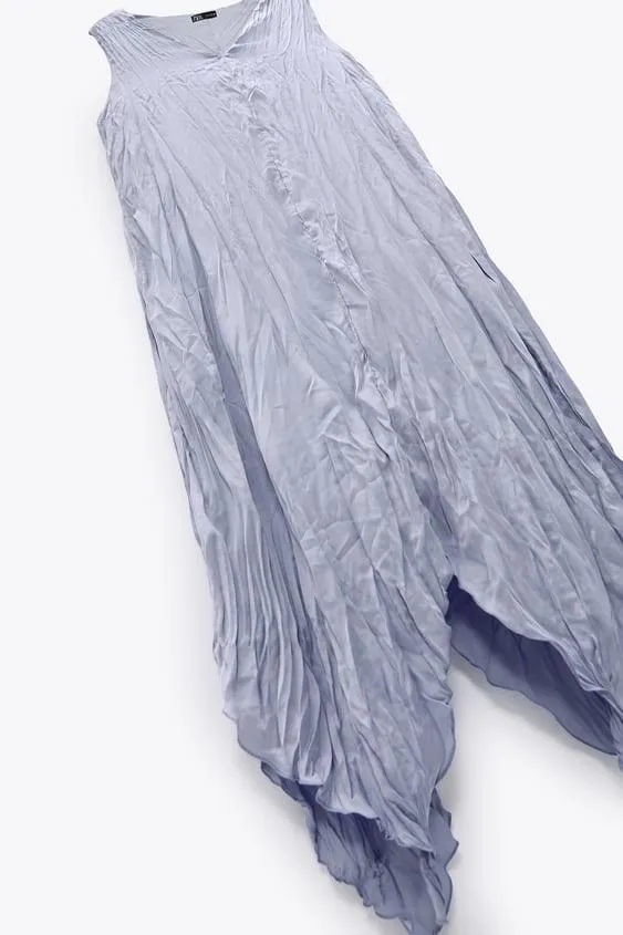 Lavender Blue Wrinkle Look Dress - Image 3