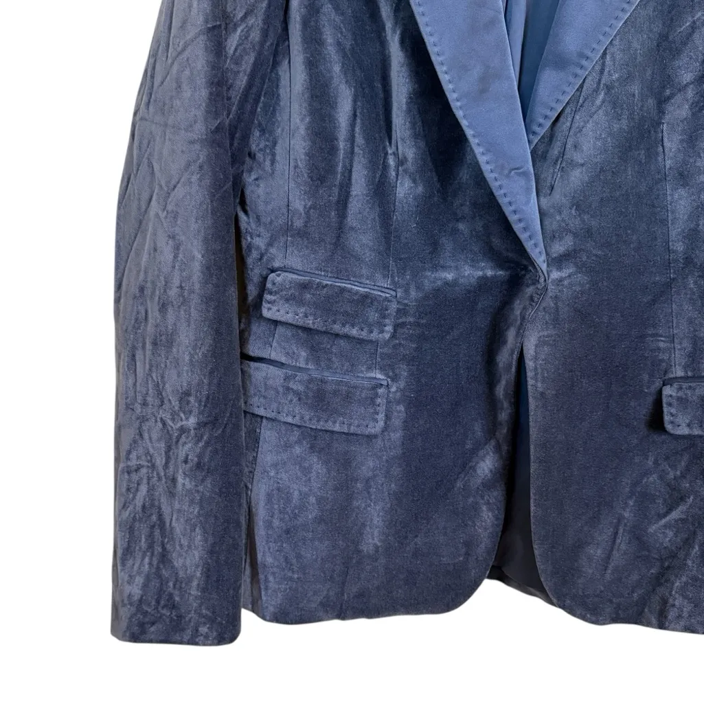 Elie Tahari Classic Blue Velvet Blazer Single Snap Closure, Women’s Size 10 - Image 2
