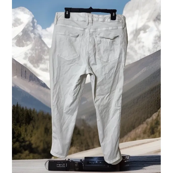 Seven7 High Rise Skinny Crop Button Fly Jean White -Size 14 - Image 5