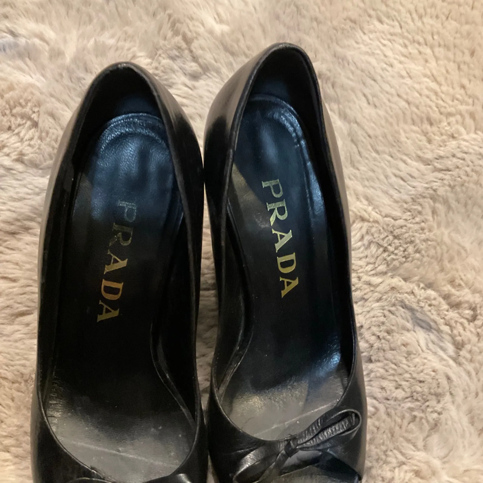 Prada Ada Pumps Size 35 Bow Detail Leather Black US Size 5 - Image 9