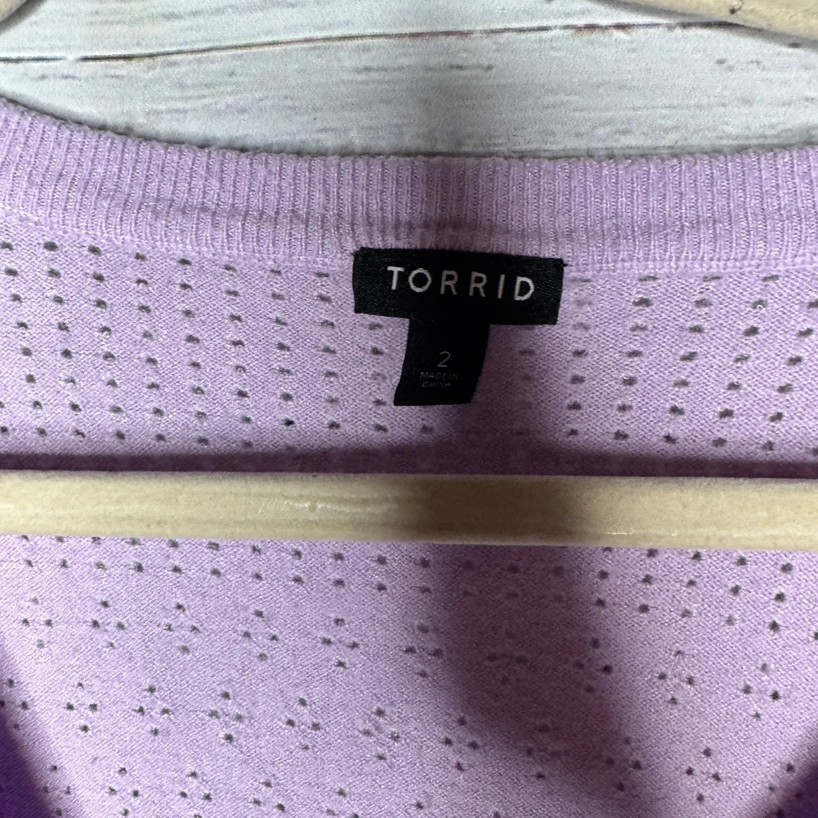 Torrid Everyday Soft Pointelle Pullover V-Neck Sweater Purple 2X - Image 3