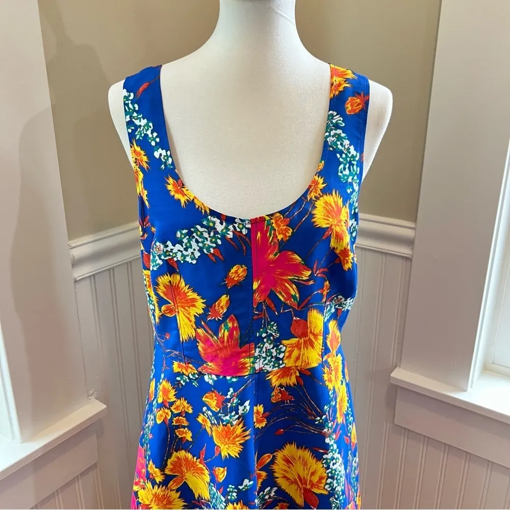 Plenty by Tracy Reese Anthropologie Dress Fit & Flare Floral Midi 12 Blue - Image 4