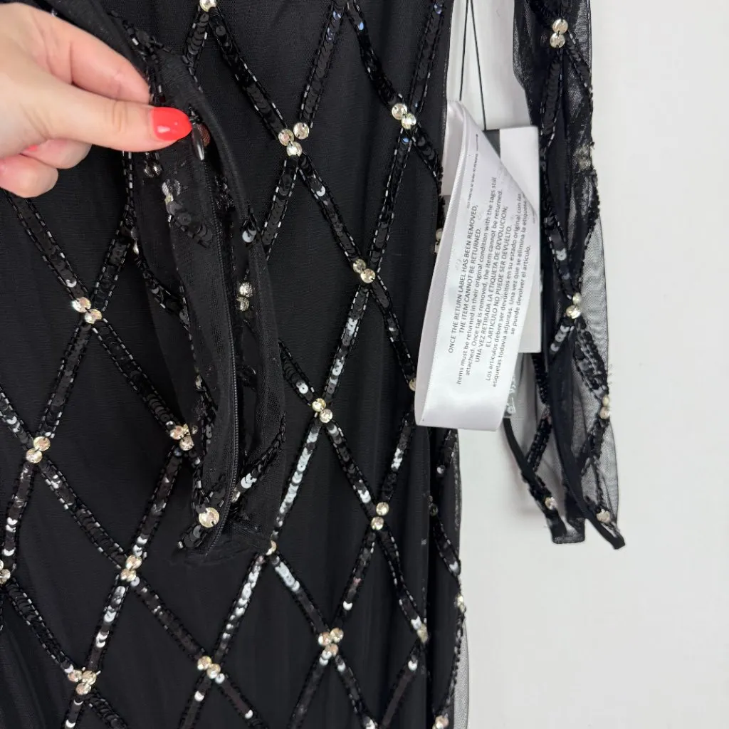 NWT Mac Duggal #9109 Sequin Embellished Long Sleeve Gown Dress Black Size 0 NEW - Image 10