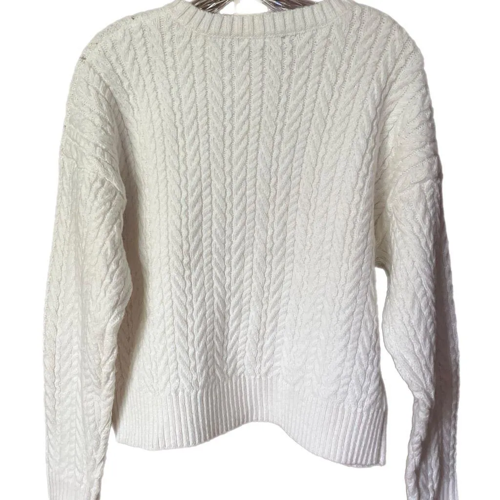 NWT Winter Wishlist Ivory Rhinestone Cable Knit Pullover Sweater size small - Image 7