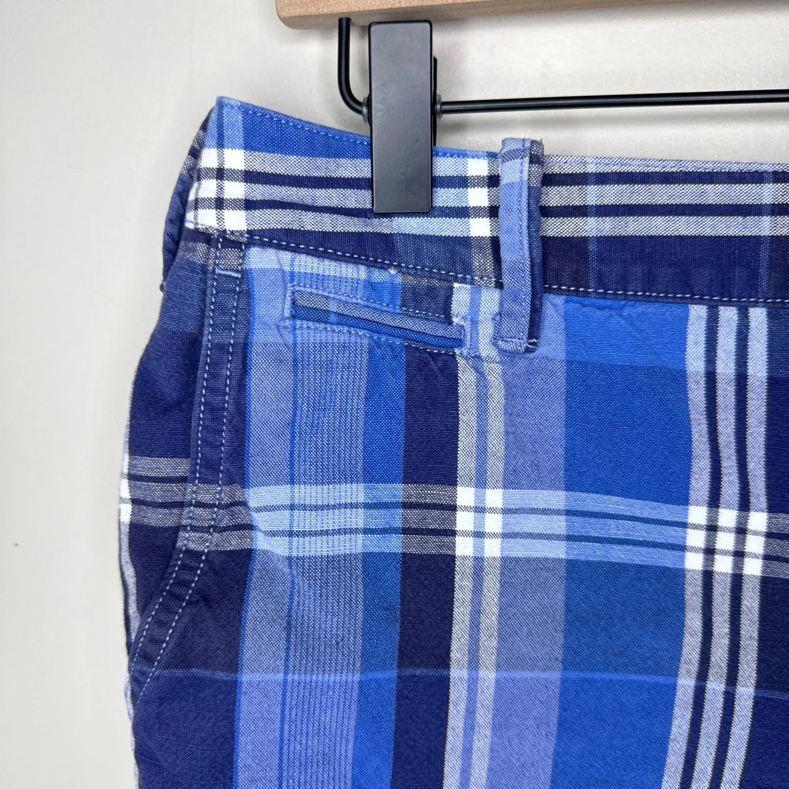 Polo Ralph Lauren‎ Blue White Plaid Chino Shorts Size 4 Embroidered Pony Preppy - Image 2